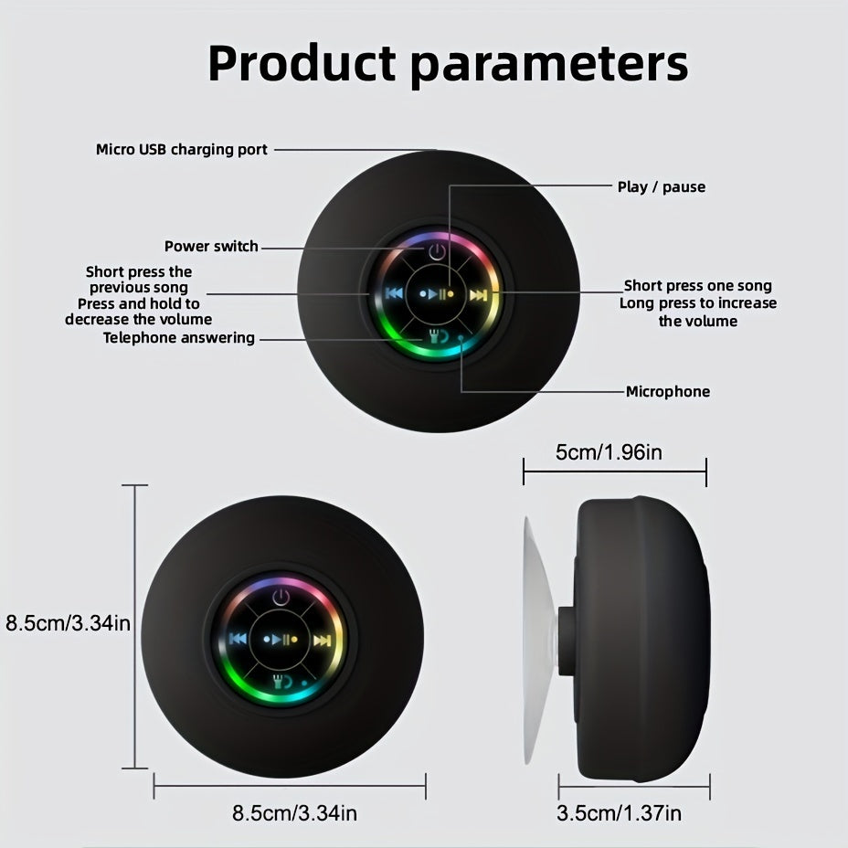 Portable Waterproof Wireless Speaker with Suction Cup