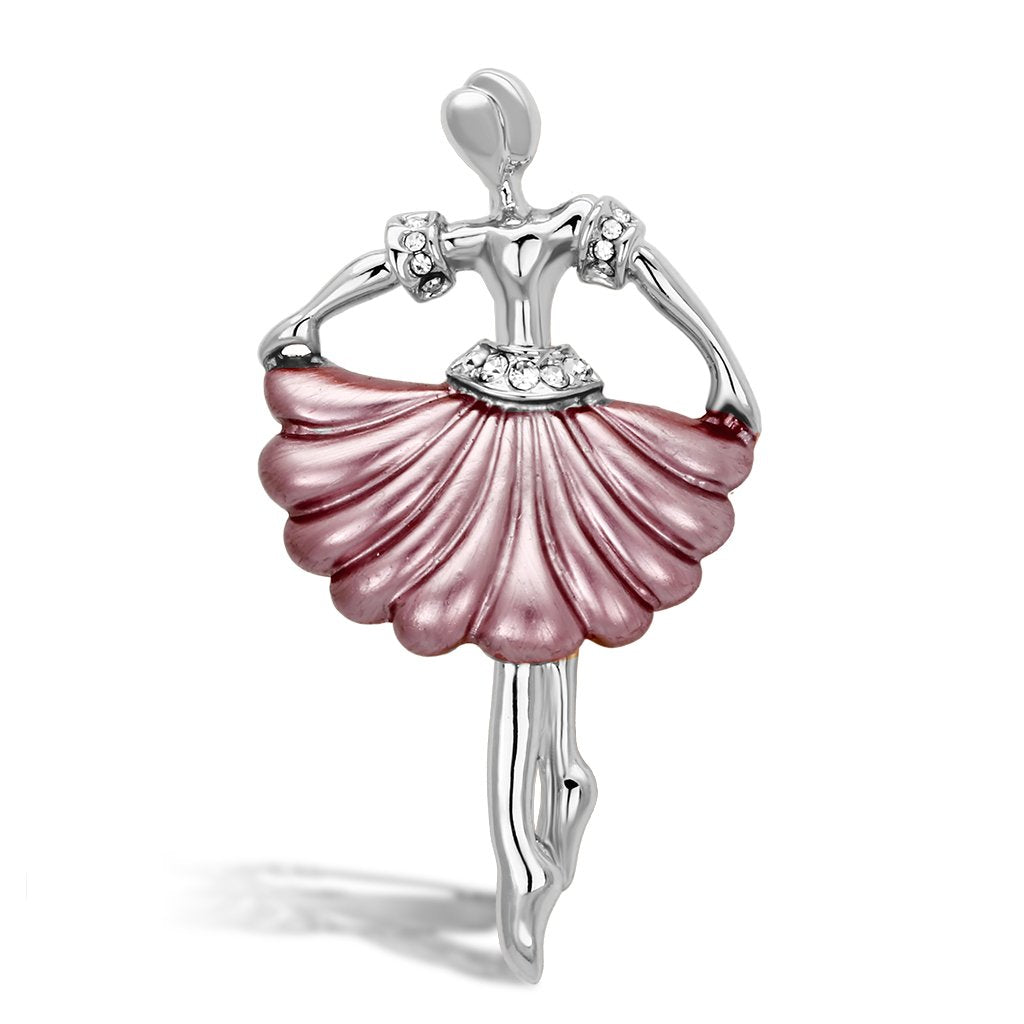 LO2780 - Flash Rose Gold White Metal Brooches with Top Grade Crystal in Clear-0
