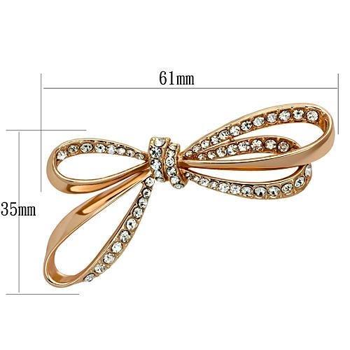 LO2891 - Flash Rose Gold White Metal Brooches with Top Grade Crystal in Clear-1