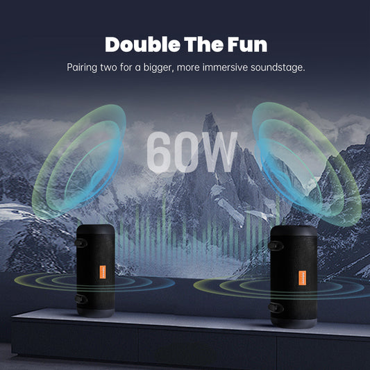 WHALE – Bluetooth IPX7 Waterproof Portable Outdoor Speaker with 30W Stereo Sound and USB Charge Out