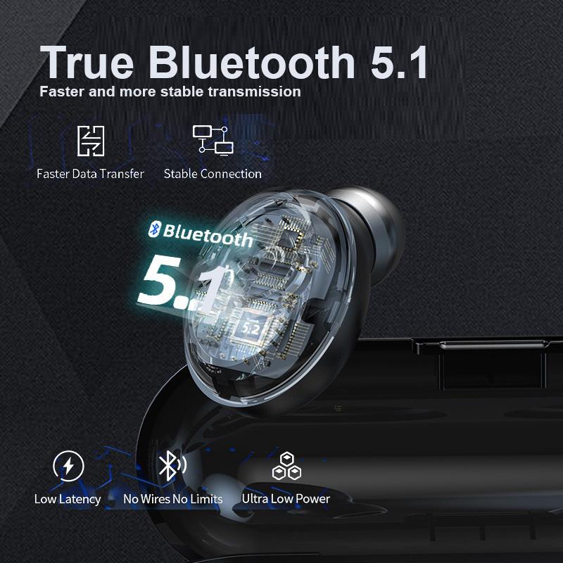 NNEDSZ Wireless Bluetooth 5.1 Earphones Headphones Earbuds Headset-3